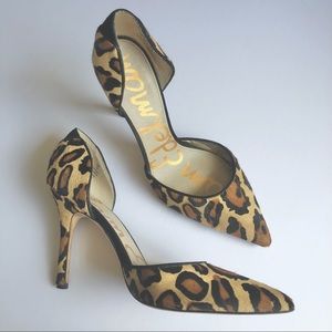 Sam Edelman Womens Size 8 Delilah Calf Hair Pumps Leopard Print Heels